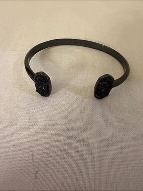 Kendra Scott black open cuff bracelet with druzy ends